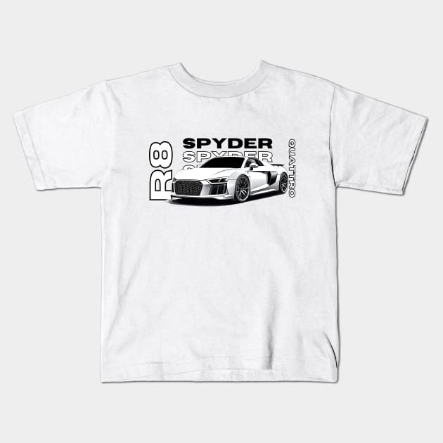 R8 Spyder Quattro 2019 + Car Blueprint Kids T-Shirt by ThreeThroughTee 